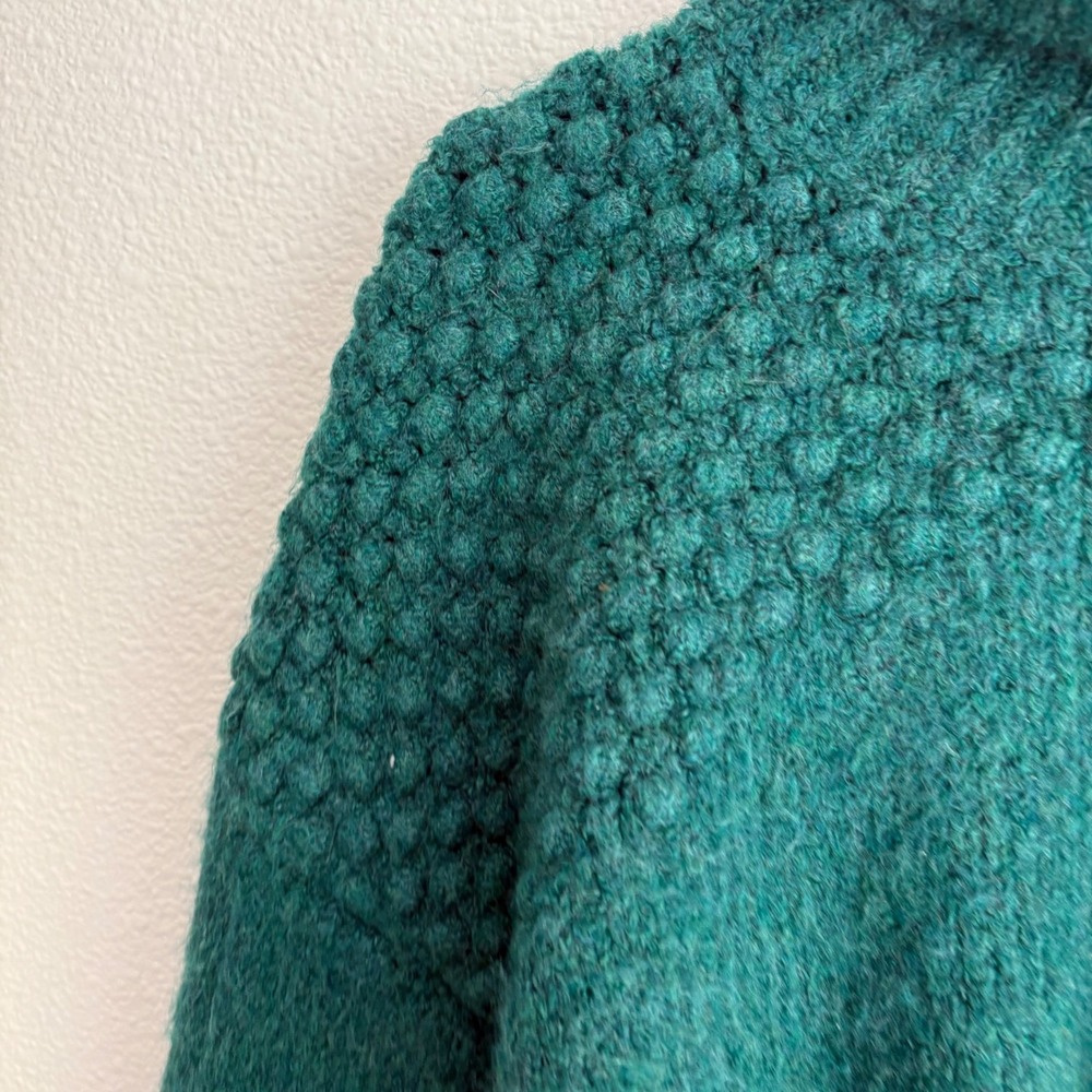Free People Teal Green Bobble Knit‎ Mock Neck Cropped Sweater OB1508649 Small - Picture 4 of 7